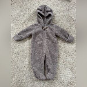Cozy Teddy Bear Fleece Kids One-Piece Romper - Gray